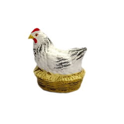 Poule blanche qui couve 7 cm