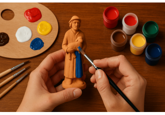 Peindre vos santons bruts : pigments, pinceaux et techniques de pro